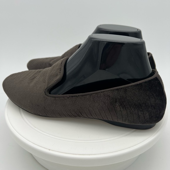 Birdies Starling Charcoal Velvet Python Embossed Slip On Loafer Women Shoe 8.5 - Picture 3 of 7